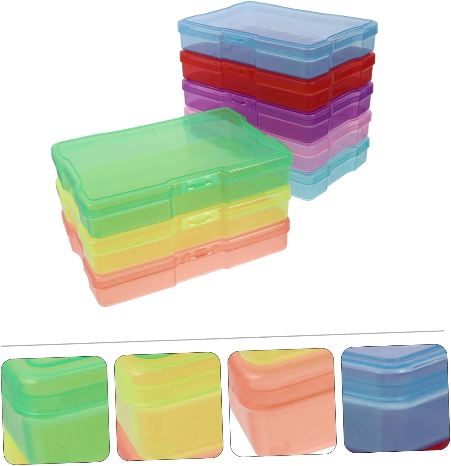 Tofficu 8Pcs Plastic Storage Boxes for Postcards and Photos Organizing Cases Compartments for Jewelry and Small Items for Boys and Girls Storage and Home Organization image number 1