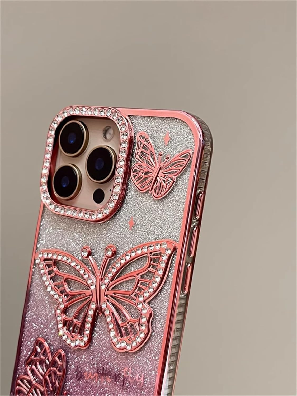 Emlivi Glitter Case for Iphone 16 Plus, 3D Butterfly Bling Diamond Mobile Phone Case Transparent TPU Bumper Cover, Colour Gradient Card, Camera Protection, Shockproof Protective Case for Iphone 16 image number 6