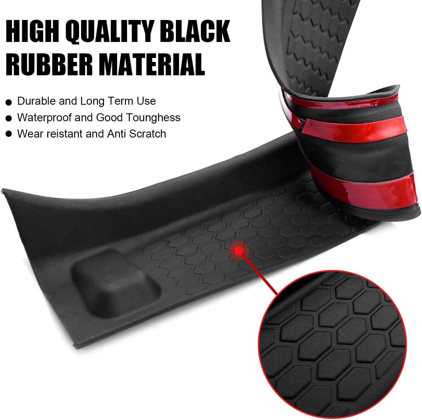 Door Sill Guards Kit for Jeep Wrangler Jl/Gladiator JT Accessories 2018-2024, Black Rubber Door Entry Guard Protector for Jeep Wrangler JL &Gladiator JT 4-Door Accessories (4 Pcs Set) image number 3