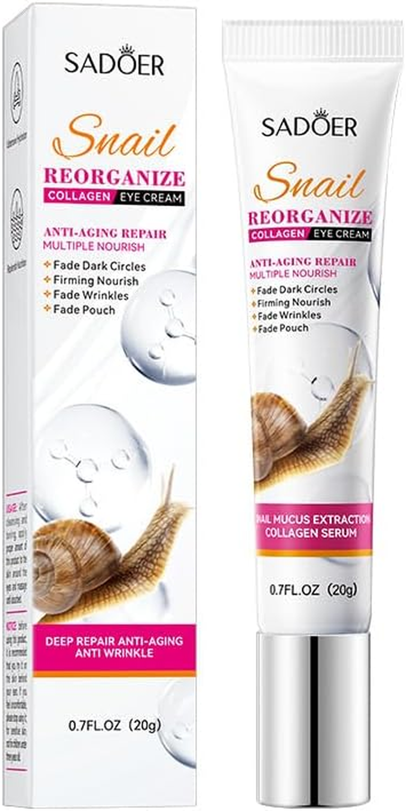 Snail Recombinant Collagen Eye Cream for Dark Circles and Puffiness, Eye Cream, under Eye Cream for Dark Circles, Improve Dry Eye Cream image number 1