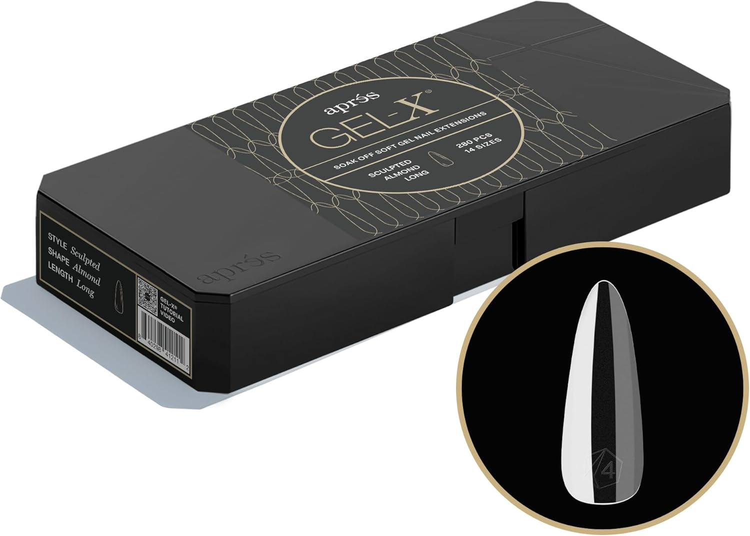 APR&Eacute;S Aprs Gel-X Almond Nail Tips Box, 280 Soft Gel Tips, 14 Sizes 00-9, Half Sizes Included (Long Carved Almond, 280 Count) image number 4