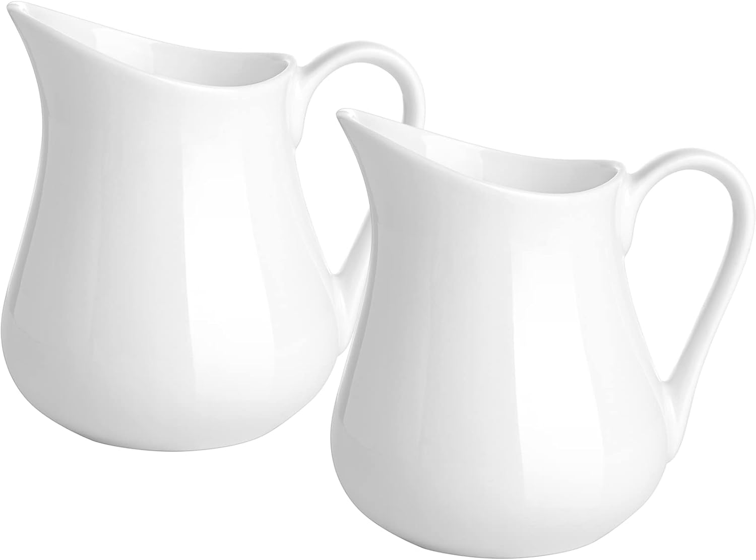 Gurygo 2 Oz (Set/2) Creamer with Handle,Small Classic White Fine Porcelain Creamer Pitcher, Small Milk Pitcher for Coffee Milk Sauce - Microwave & Freezer Safe