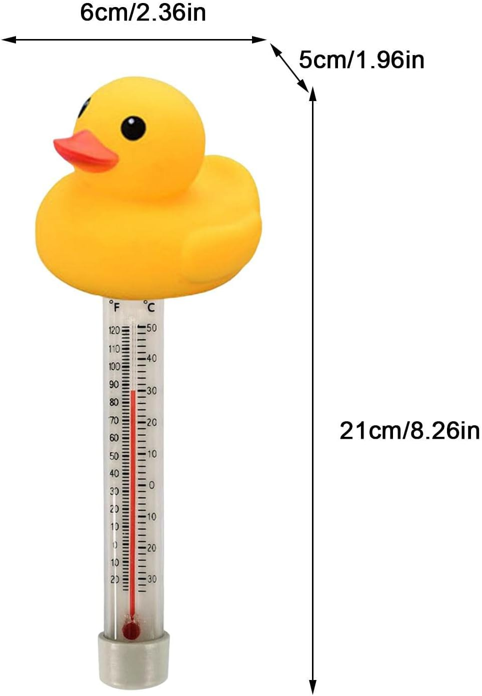Pool Duck Thermometer Floating,Duck Pool Temperature Gauge - with Thin Rope Shatter-Resistant Cute Sinking Pool Thermometer For - Flamingo image number 5