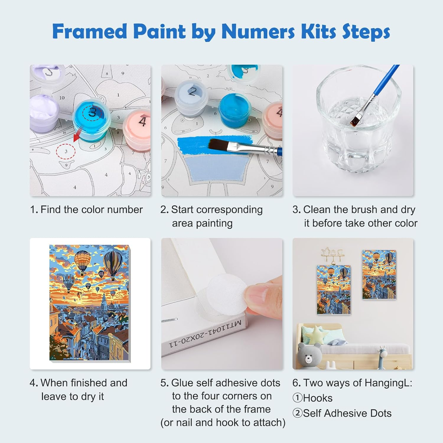 MOGTAA Hot Air Balloon Paint by Numbers for Adults Beginner with Frame, Landscape Painting by Numbers for Adults with Easel, DIY Oil Painting Kits Art Crafts for Home Decor, 8X12In - Cherry Blossom image number 2