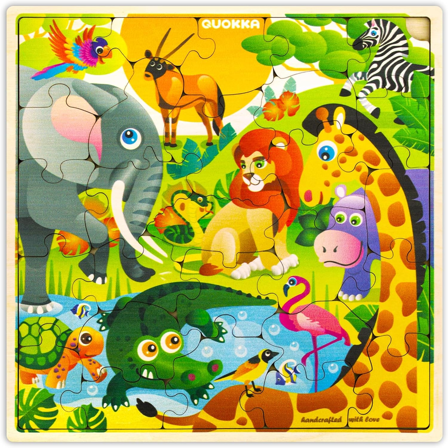 QUOKKA Wooden Africa Puzzles for Kids Ages 3-5 &ndash; 28 Pieces Toddlers Kids Puzzles Ages 4-8 Year Olds &ndash; Wood Africa Toys for Children 6-8 Yo