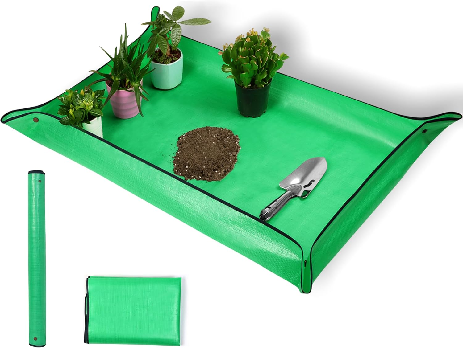 Extra Large Waterproof Foldable Potting Mat for Indoor Plant Transplanting and Dirt Control - Portable Gardening Mat, Reusable (43''*30'', Green) image number 6