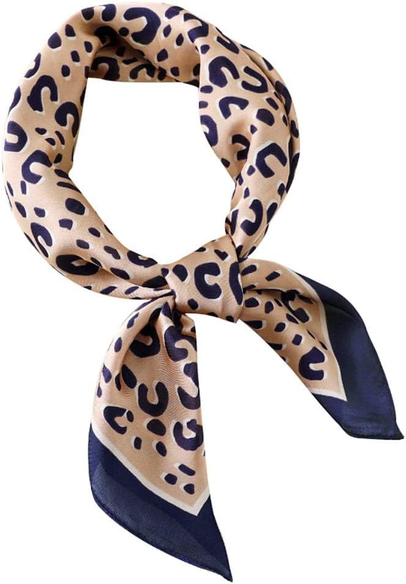 GERINLY Women Square Scarf Leopard Print Neckerchief Animal Pattern Satin Bandana Neck Wrap Silk Hair Accessory