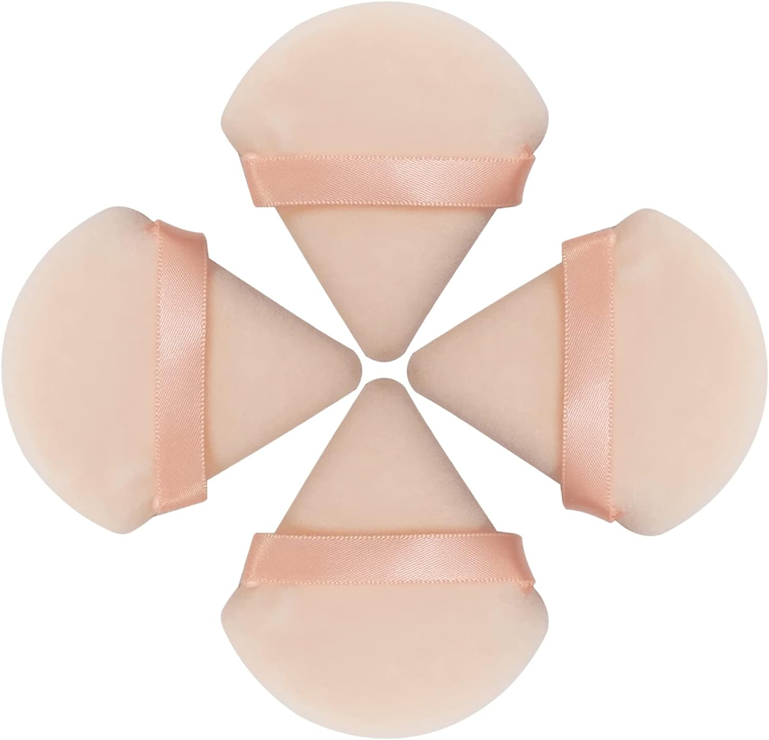 HEYMKGO Powder Puff, 4Pcs Triangle Powder Puffs for Pressed Powder, Velvet Setting Makeup Puff Powder Sponge with Strap, Reusable Wet Dry Dual-Use Face Make up Cosmetics Cleansing Beauty Make-Up Puff