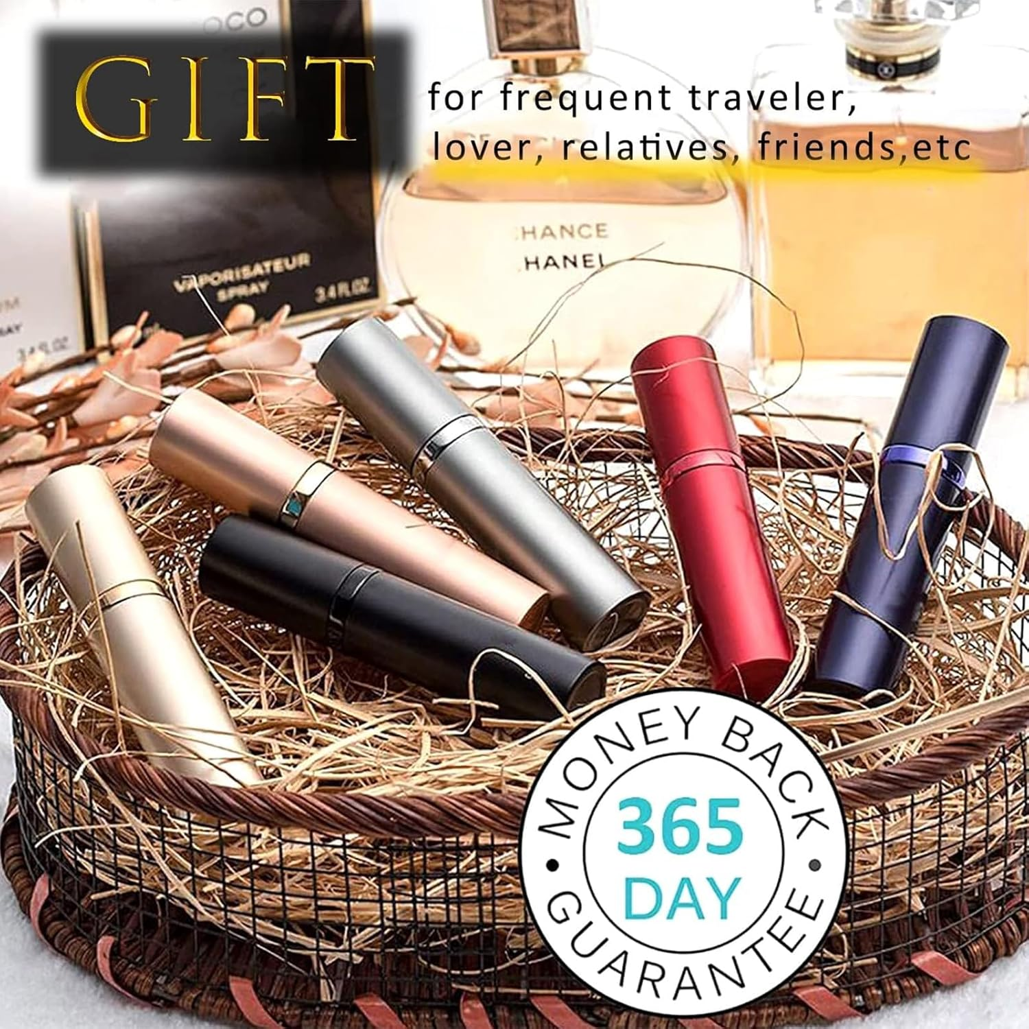 CVNRCLP 5Ml Travel Perfume Atomizer Spray Bottle &ndash; Leak-Proof Mini Refillable Perfume Dispenser for Men and Women - Gift in Elegant Gold Finish image number 6