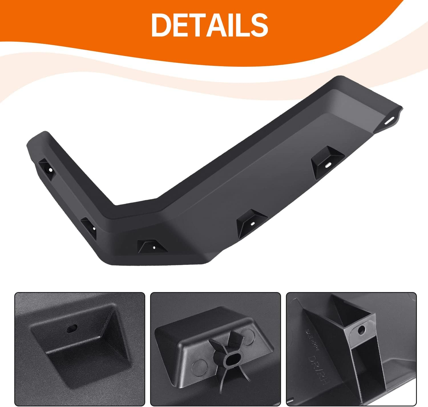 CUSAUTV Heavy Duty Fender Flares Compatible with Can Am Defender HD 5/ HD8/ HD10/ MAX 2016-2024 Accessories,Front & Rear Extended Mud Guards Replace 715006821 715002424 715006822 - Black image number 3