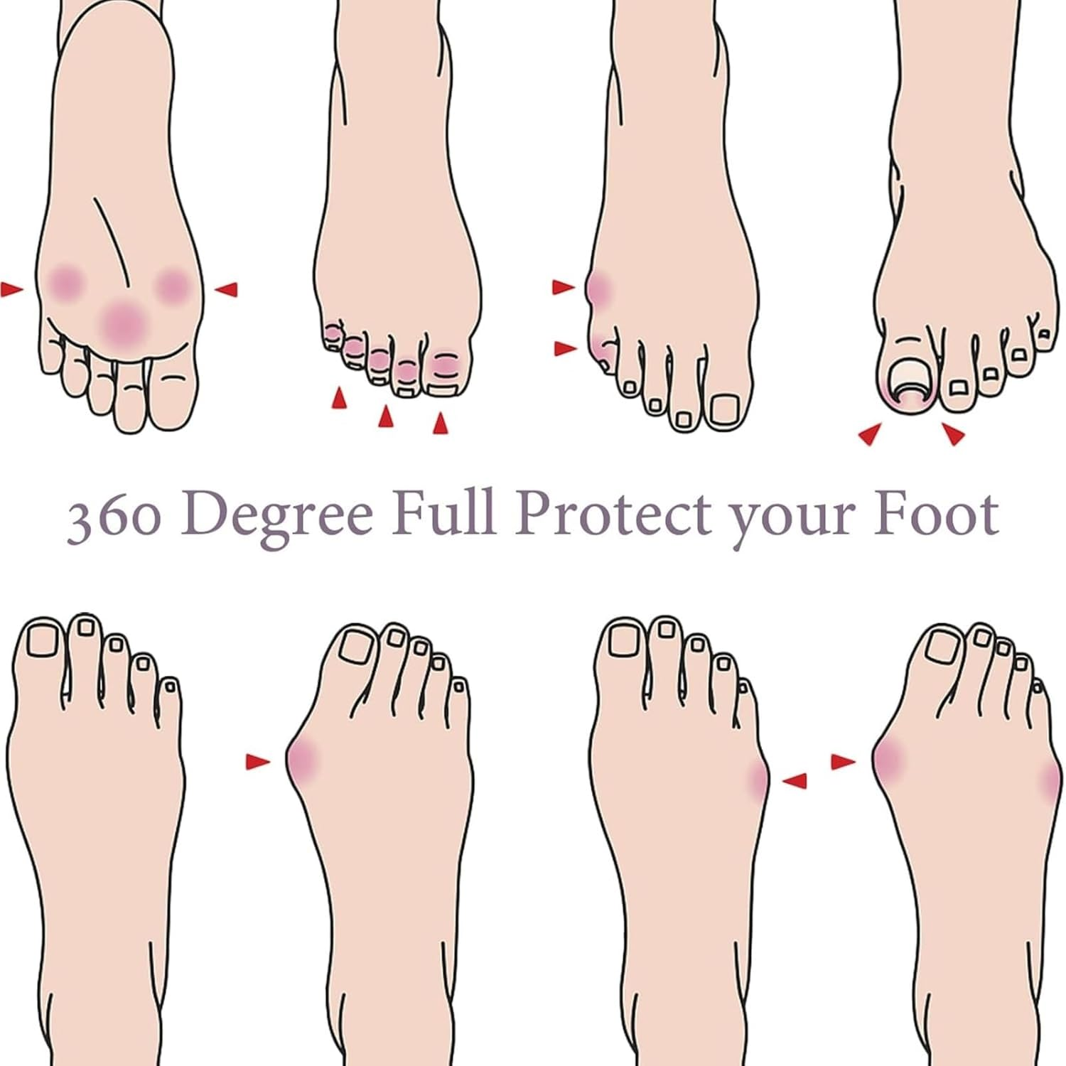 8 Pcs Silicone Toe Protectors Cover for Men and Women, Gel Toe Pad with Stomata for Pain Relief, Suitable for High Heels, Ballet Shoes, Pointed Shoes Work Boots - Blister Protection, Breathable Pad Protection image number 2