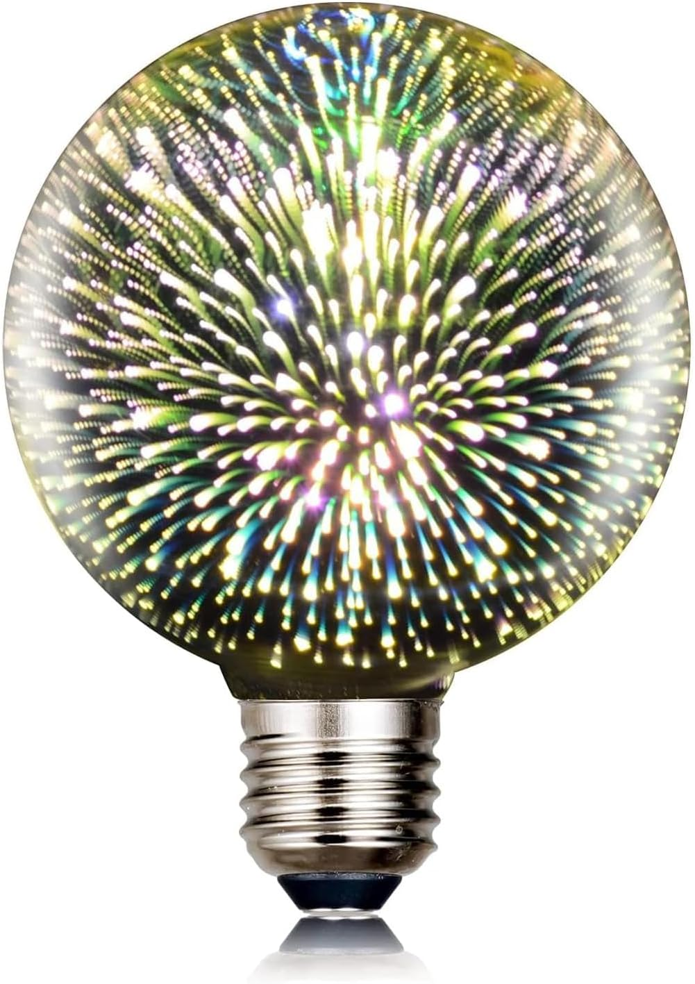 Decorative 3D Bulb Firework Multicolor Light Bulb A60/E27, 4.5W, AC85-265V, Stained Glass Star S Silver M