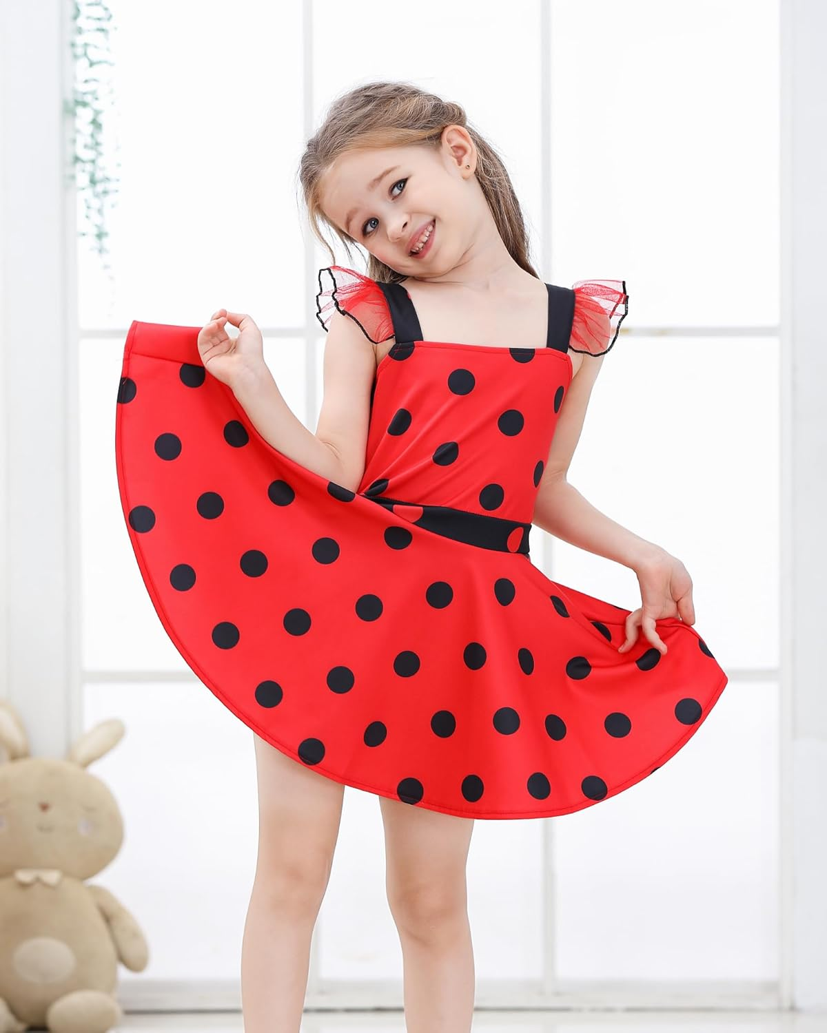 Dressy Daisy Toddler Kids Girls Polka Dots Ladybug Dress up Costume Birthday Halloween Christmas Fancy Party Outfit 12 Months to Size 12, Black/Red image number 5