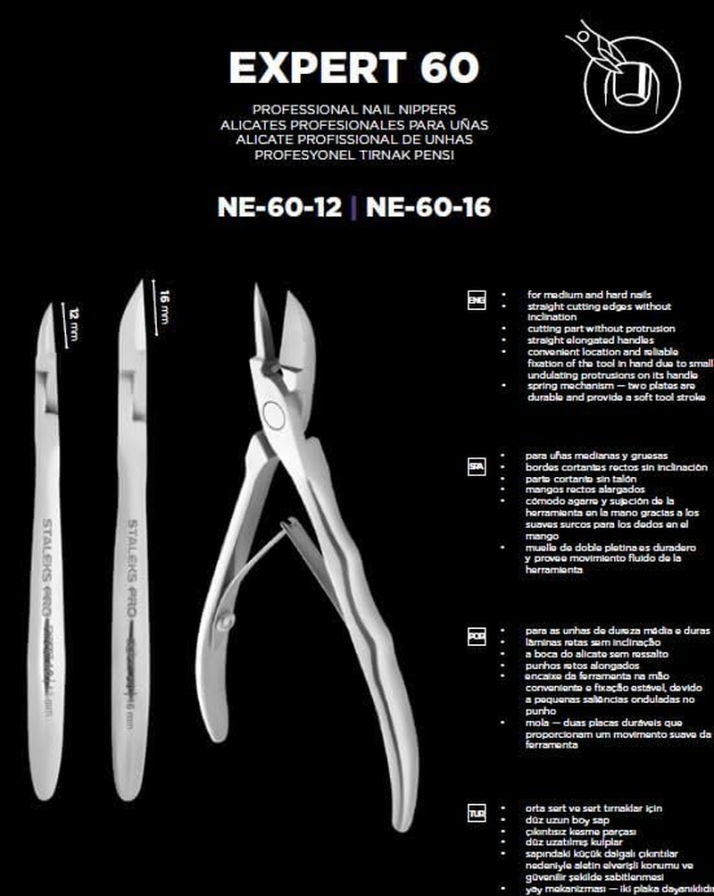 STALEKS PRO by Natury Nails Professional Nail Clippers 12 Mm Special Pedicure Stainless Steel Expert 60-12 image number 6