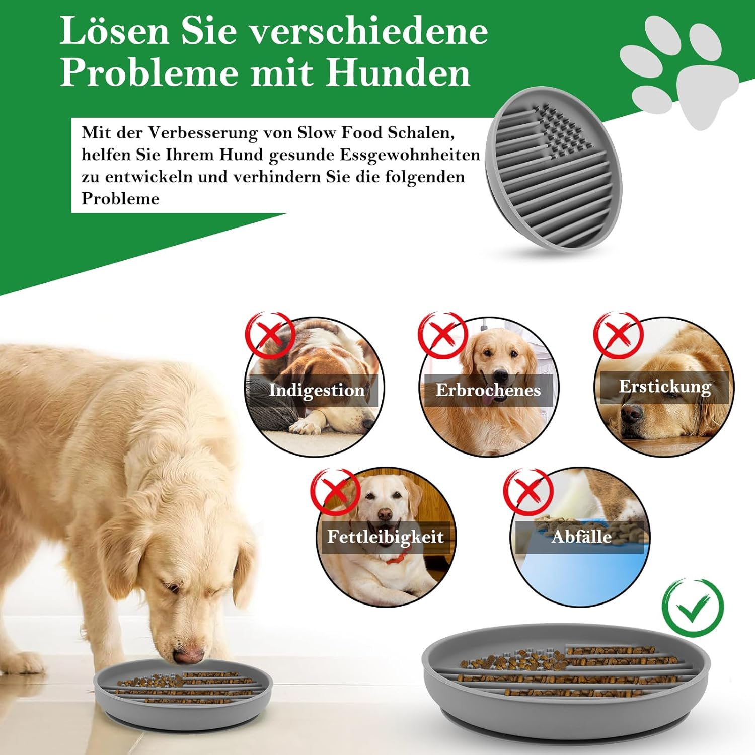 Slow Feeder Dog Bowls | Silicone Maze Feeding Bowls | Fun Maze Bloat Stop Dog Feeding Bowl | Dog Puzzle Lick Mat to Slow Eating | for Large, Medium and Small Breed Dogs image number 5