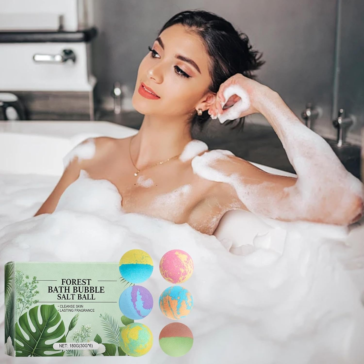 Znutc Natural Bath Balls | Fragrance Bath Balls - Bath Balls Bubbles, Moisturizing Bath Balls for Skin Smoothing with Long-Lasting Natural Fragrance image number 1