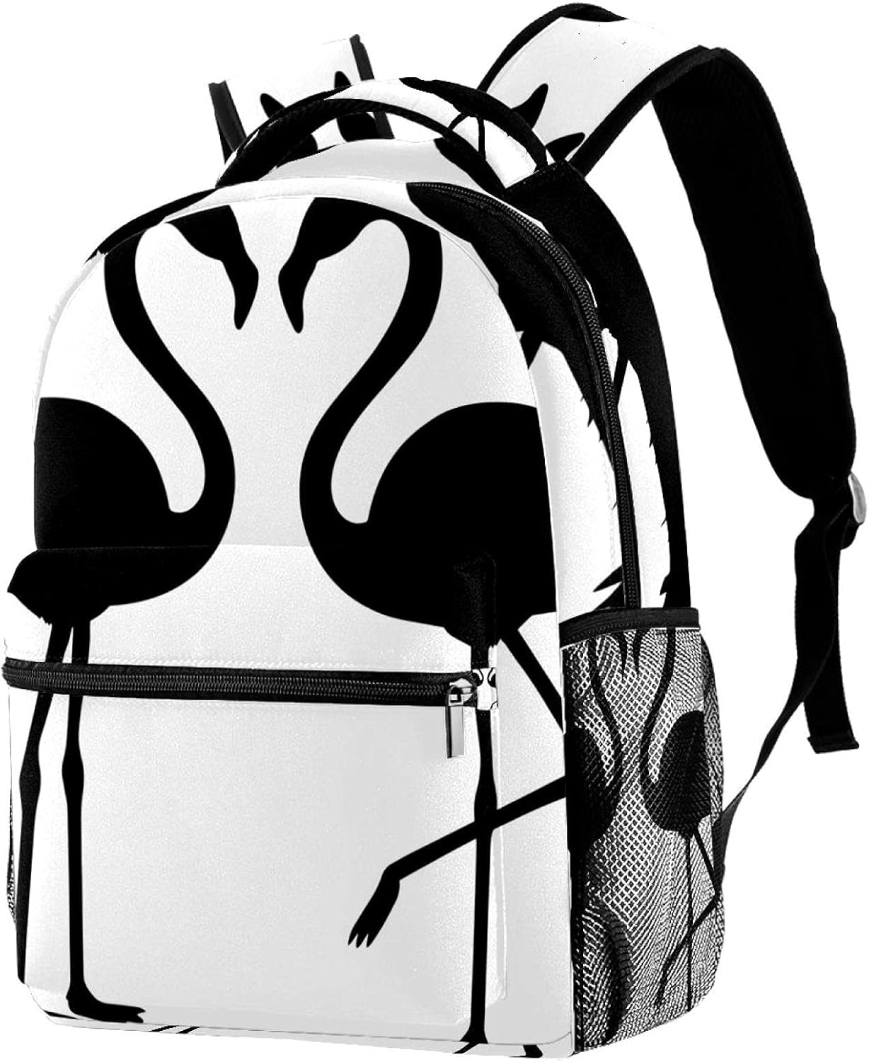 Flamingo Couple Silhouette Backpack Students Shoulder Bags Travel Bag College School Tote Backpacks image number 3