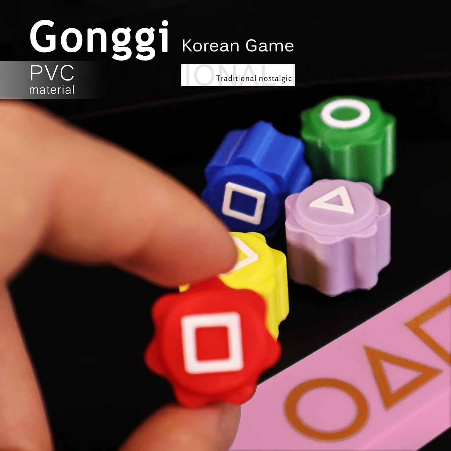 Frolusian Gonggi Game,Gonggi Weighted Korean Game,5 Premium Marbles + Box, Traditional Toss & Catch Dexterity Training, Suitable for Family Gatherings and Social Use(Pink) image number 2