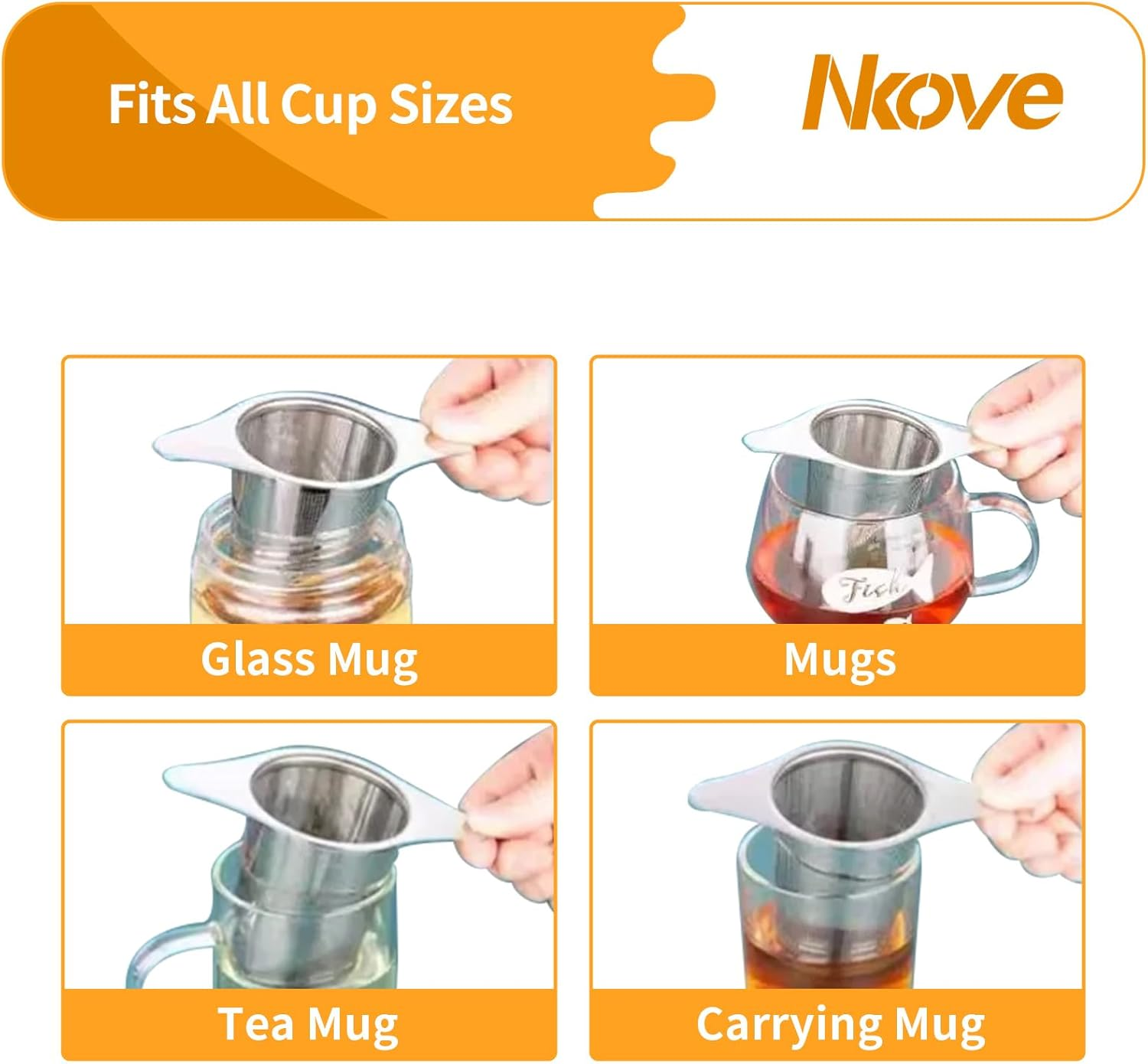 Universal Tea Infuser with Lid Stainless Steel Filter Fits Mugs Cups Teapots Food Grade image number 3