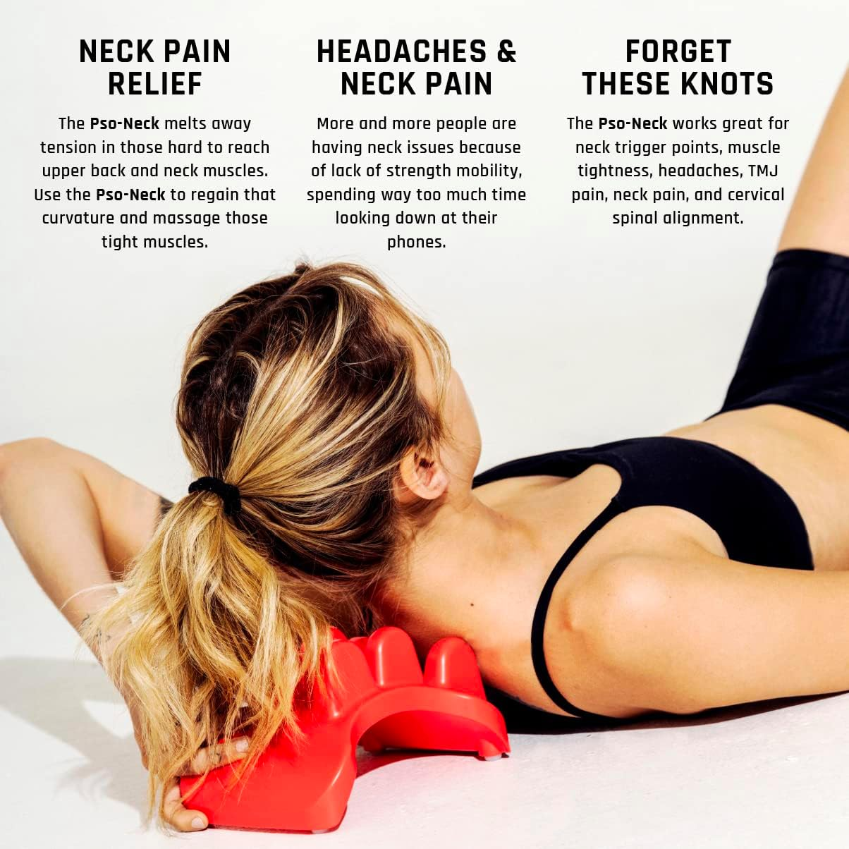 PSO NECK Muscle Release Tool and Neck Massager - Neck Tension Reliever and Personal Self Massager - Sunset Red image number 4