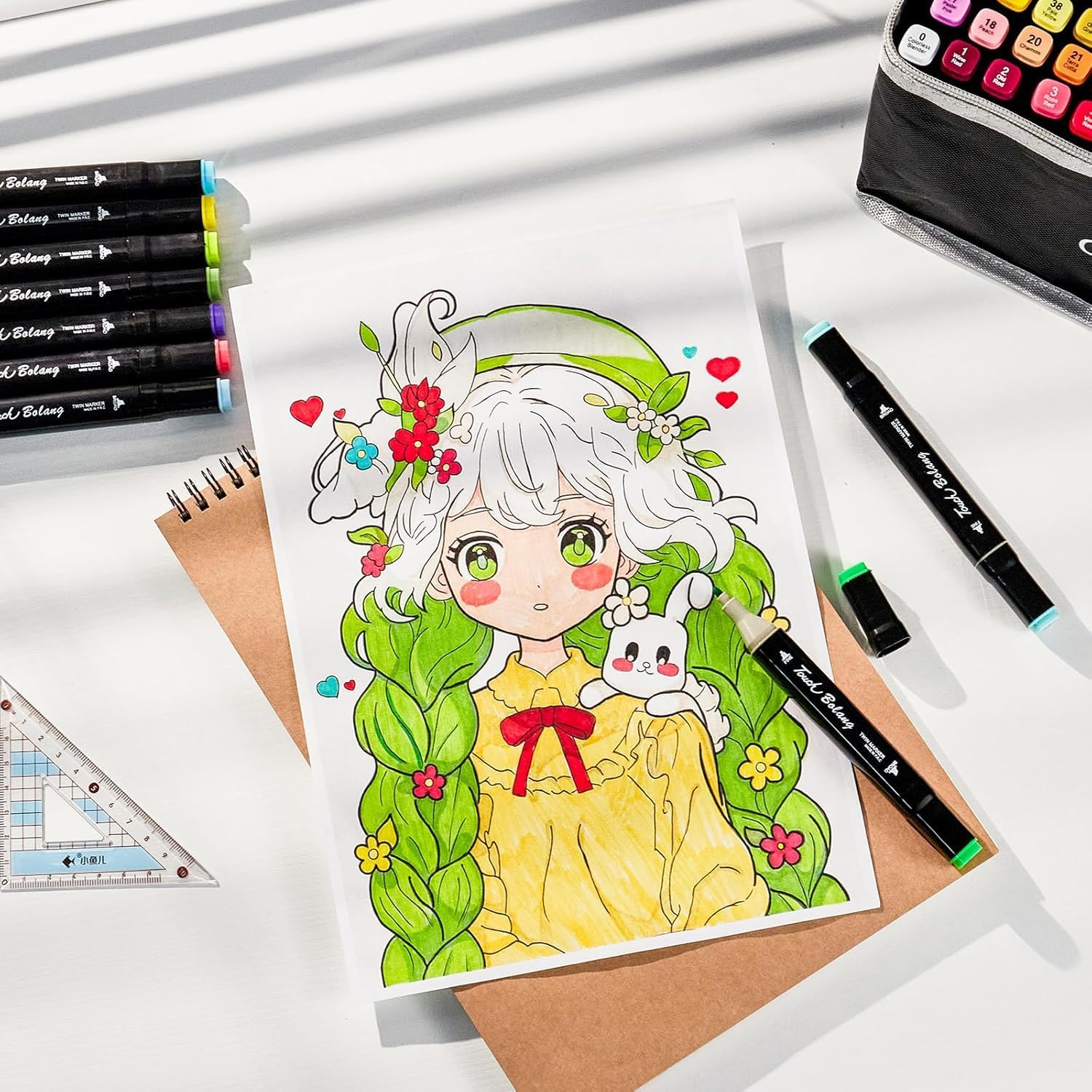 168 Alcohol Markers Set: Brush & Dual Tip Professional Markers with 168 Colours Marker Pen, Storage Bag & Strap - Alcohol-Based for Drawing/Adult Coloring (Skin Tones)