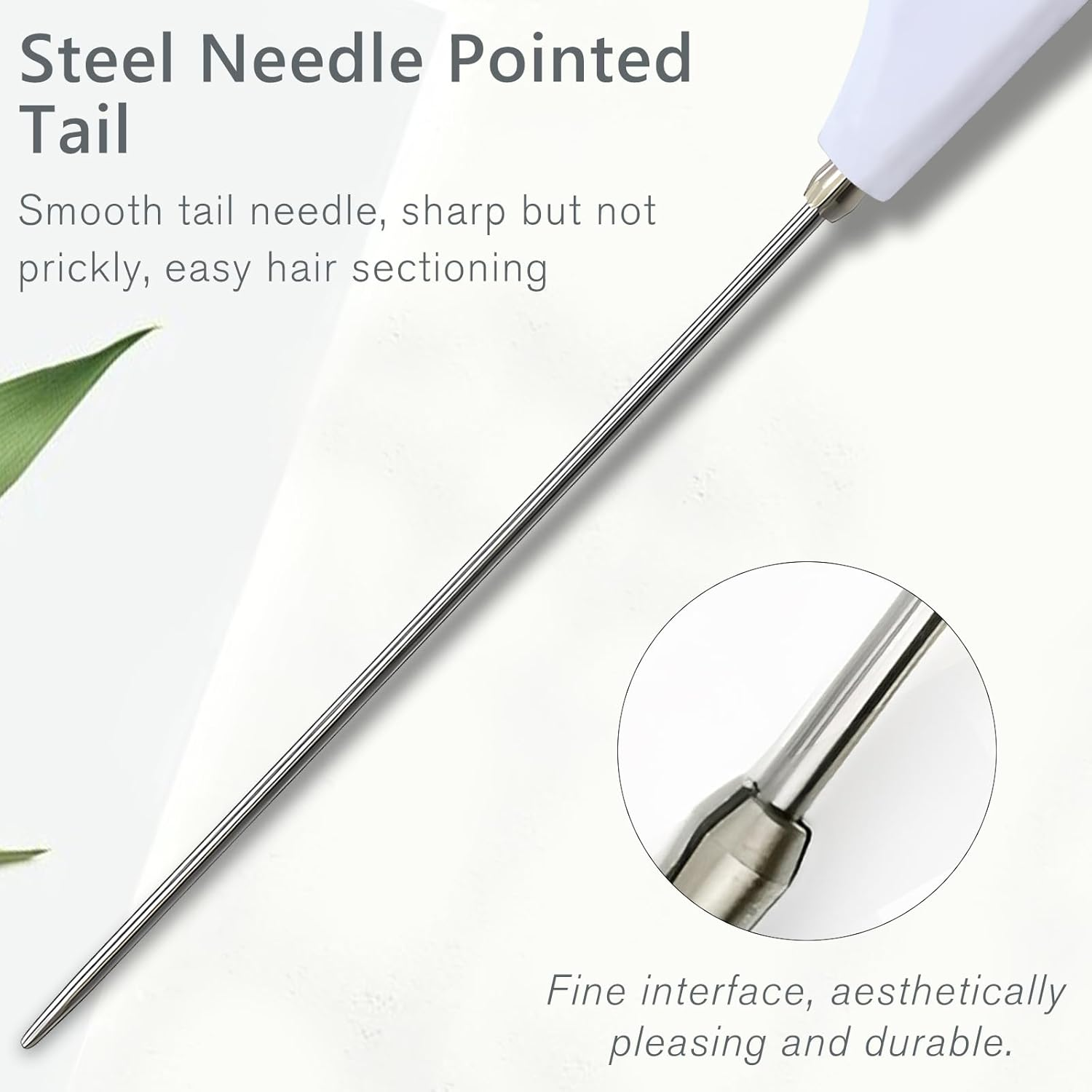 Professional Portable Fine Tooth Teasing Comb for Styling, Hair Cutting, White Retractable Metal Rat Tail Comb for Parting, Stainless Steel Pin Tail Teasing Comb for Salon image number 4