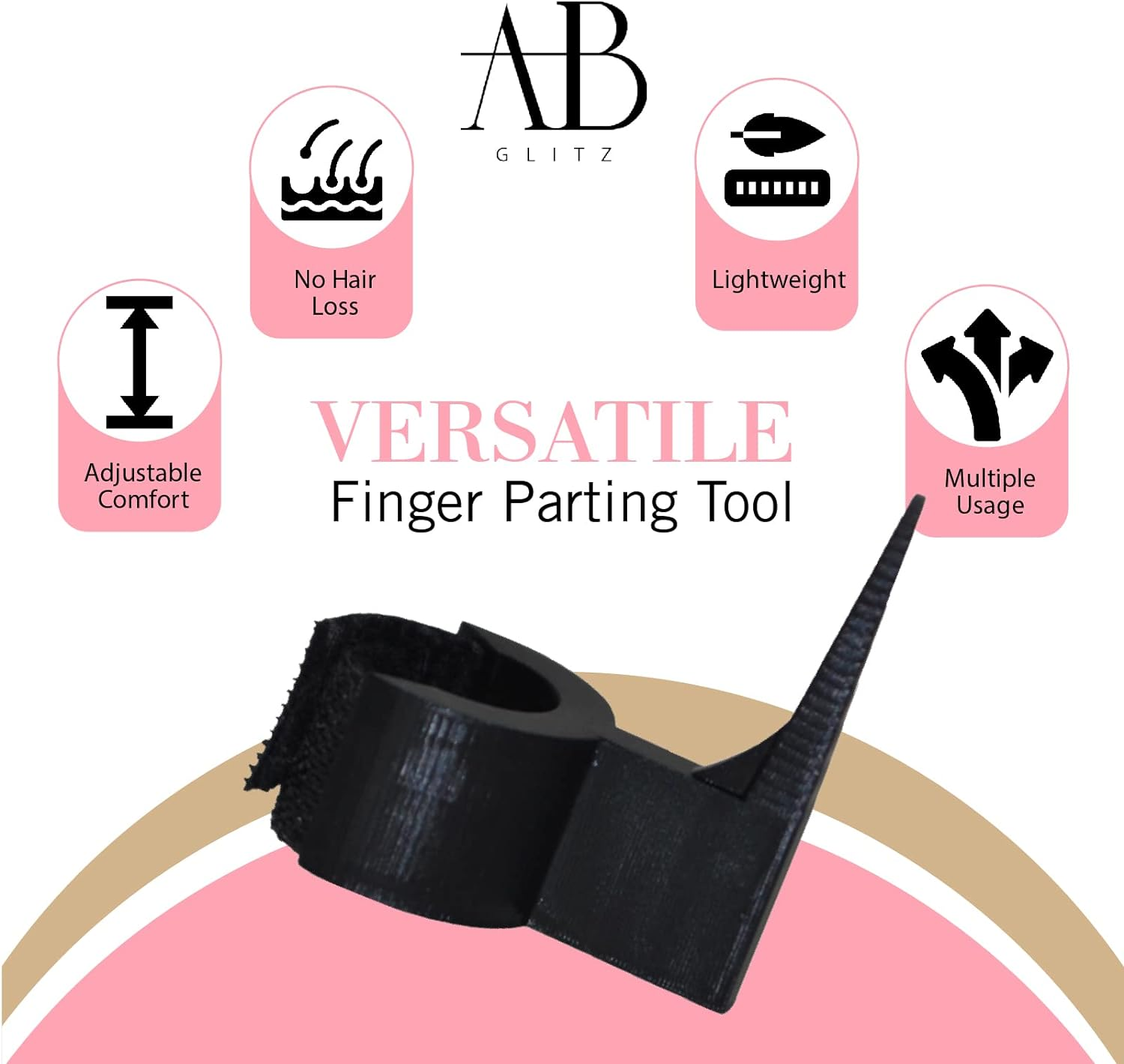The Braid Aid Adjustable Finger Parting Tool - Stitch Braiding Tool, Finger Comb Hair Parting Tool - Lightweight Hair Separating Tool - Great for Any Hair Type - Pack of 2 image number 1