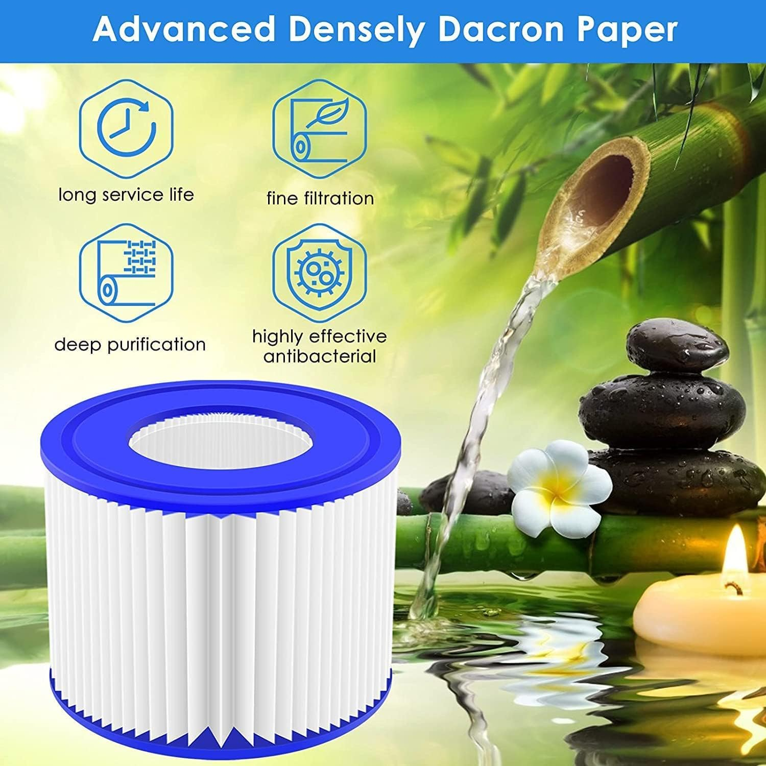 8 Pack Pool Filter for Bestway Lay Z Spa Type VI 90352E 58323 Hot Tub Filters VI Replacements Cartridge image number 4