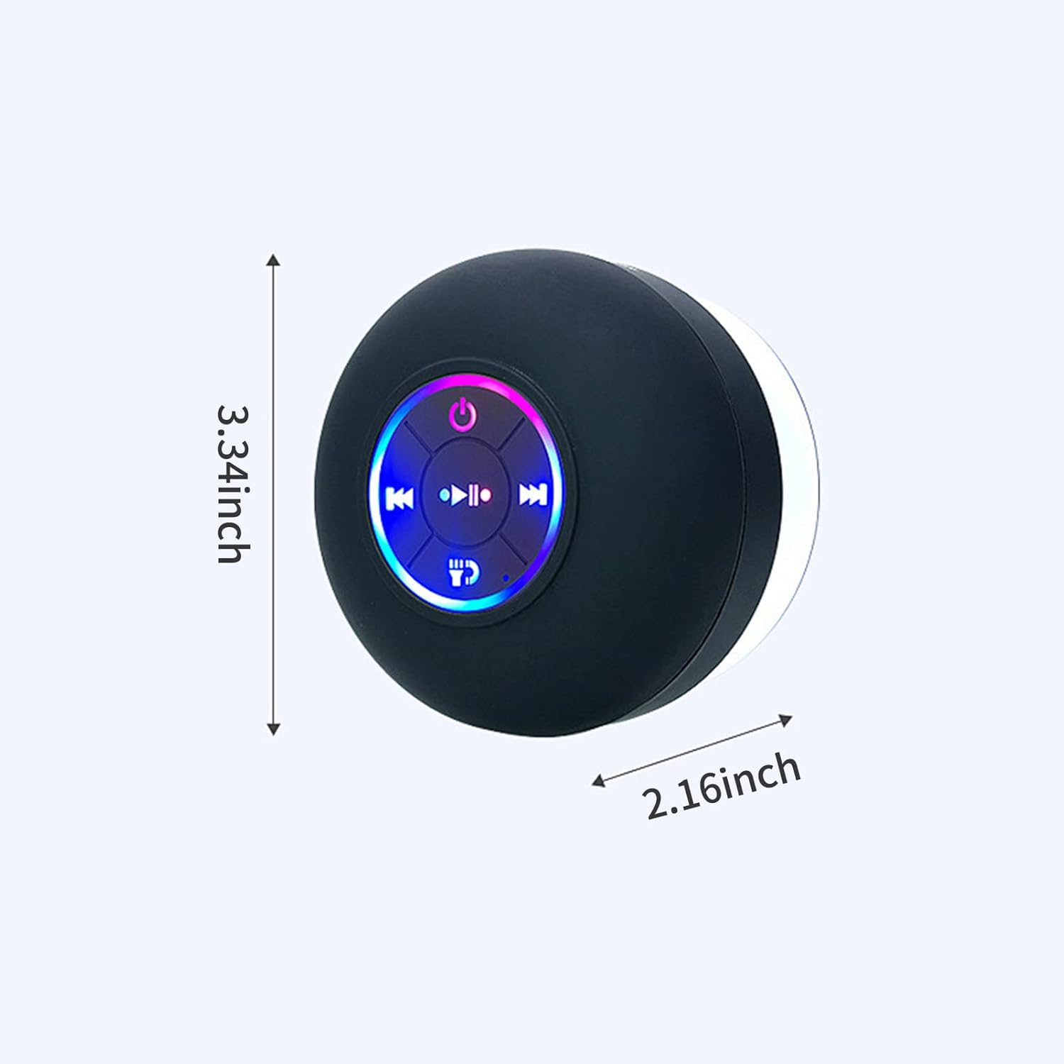 Bt 5.0 Speaker Ipx4 Speaker with Suction Cup Shower Speaker with Built-In Mic Hands-Free Call Ambient Light, Black Black image number 5
