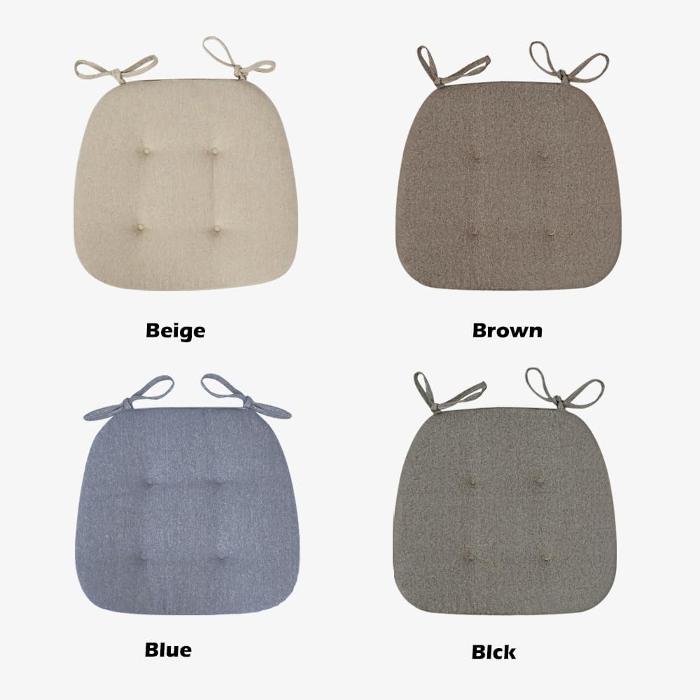 Chair Cushions for Dining Chairs 4 Pack, Dining Kitchen Chair Pads with Ties, Cushion for Dining Room Non Slip, Indoor Dining Chair Cushions Pad 43X41 Cm (Beige) - Beige image number 4