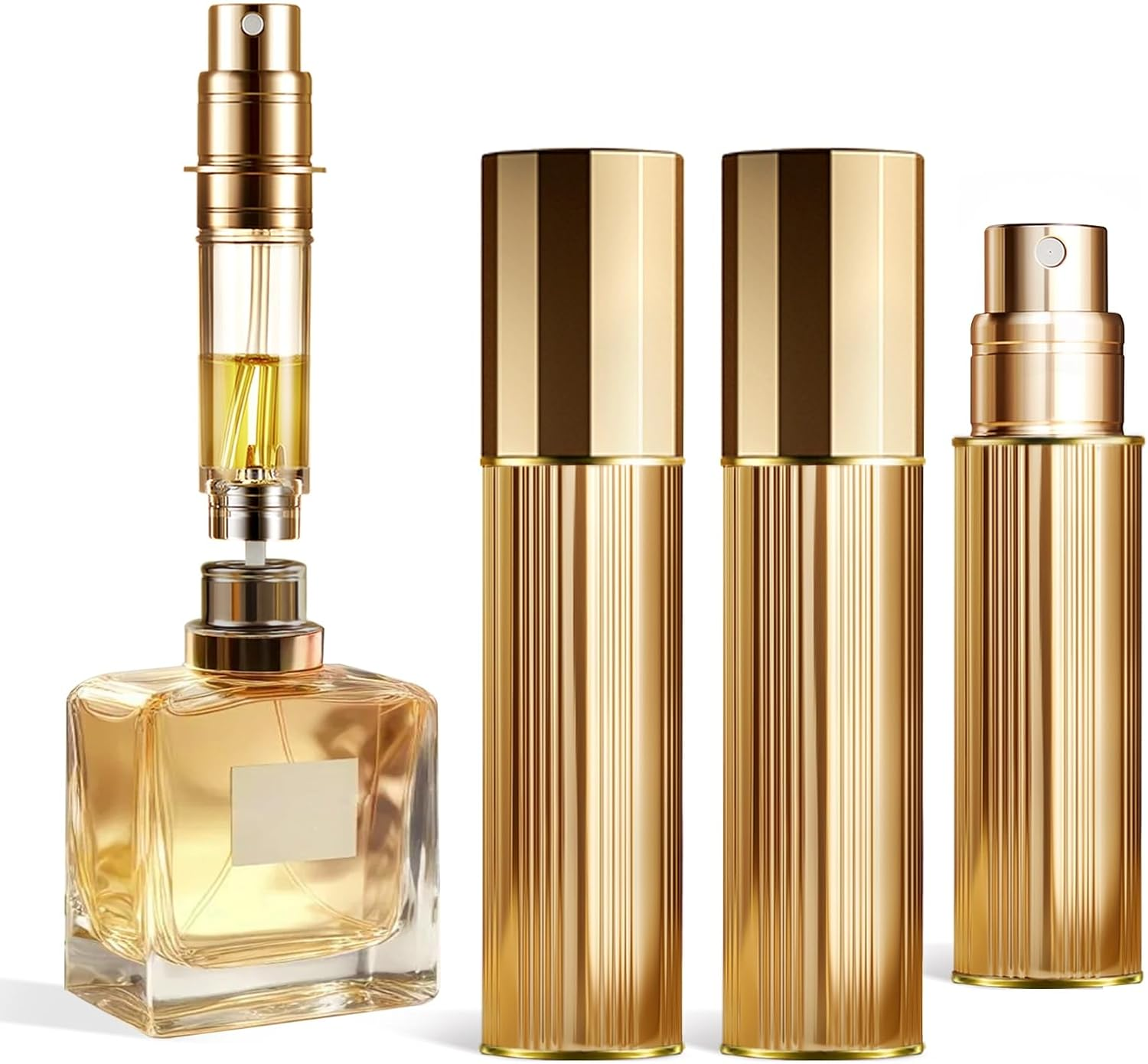 ASADAYS Portable Perfume Atomizer, Refillable Empty Travel Spray Bottle, Nano Mist Bottle, Bottom, Mini Atomizer, Pocket Size, Women and Men (Classic, C.G-2P)