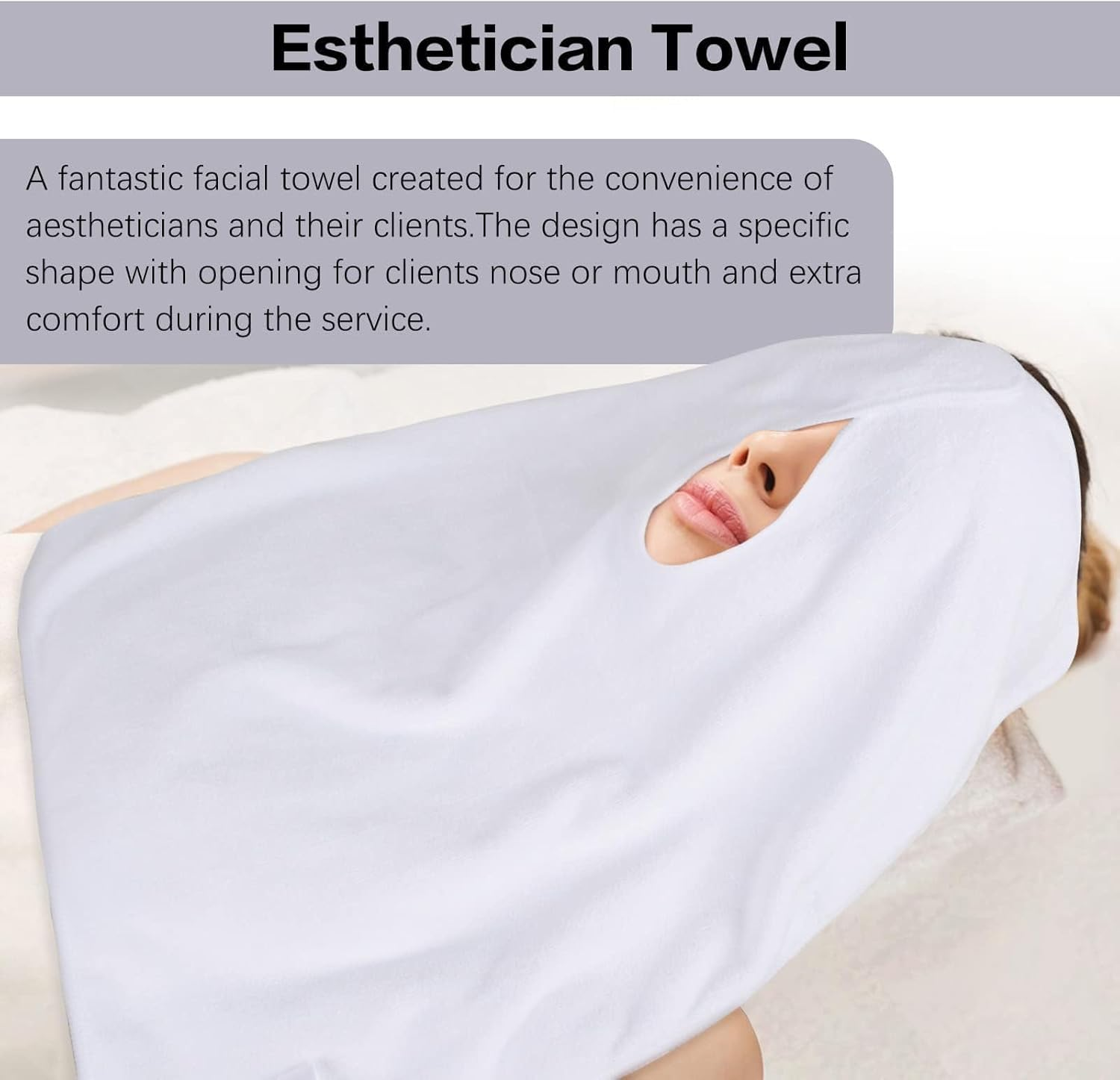 SINLAND Microfiber Esthetician Face Towels for Facial Treatments, 3 Pack White Reusable Spa Towels with Split Design for Facial Steam Massage and Cleansing image number 3