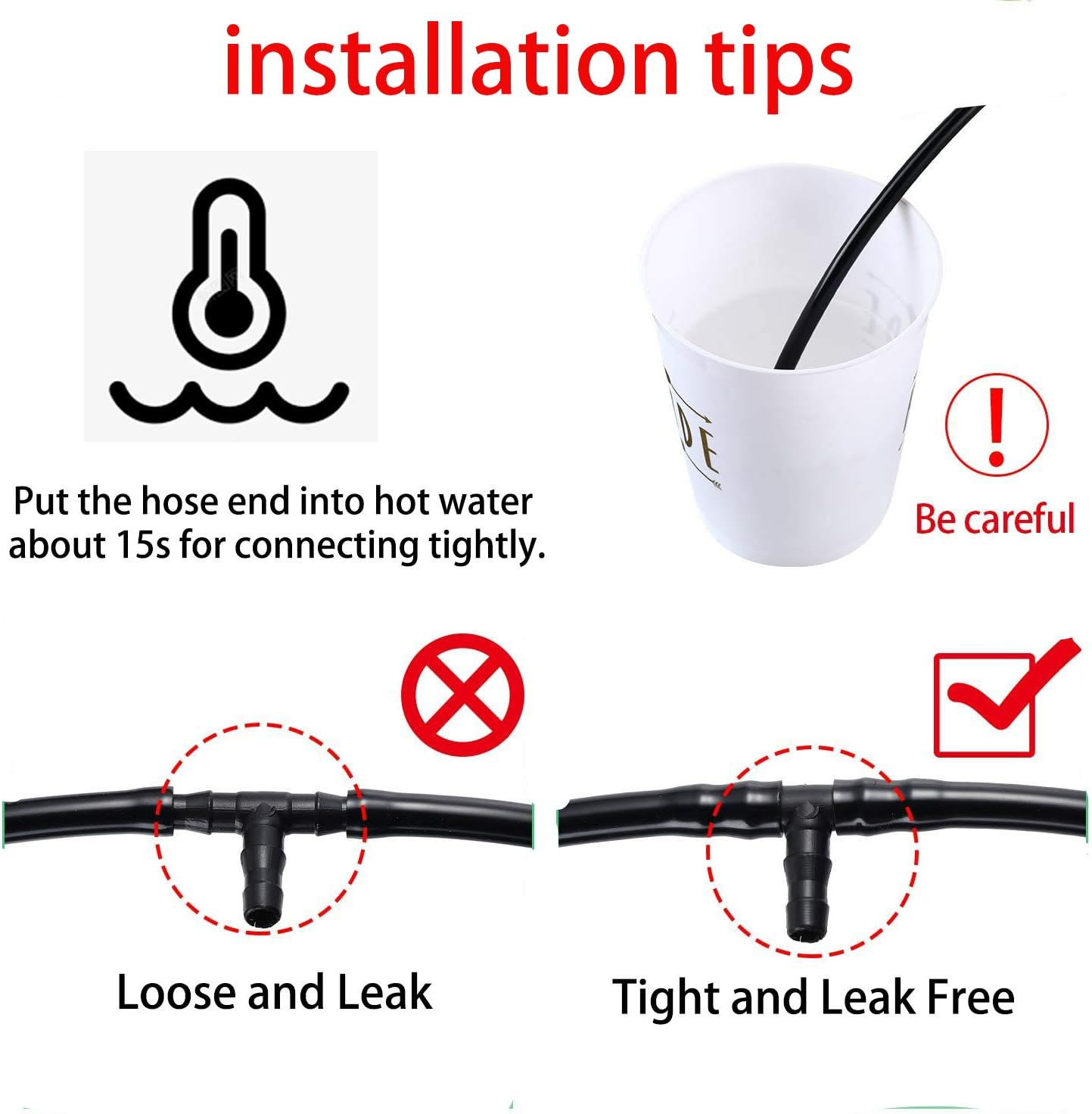 300 Pieces Irrigation Fittings Kit, Drip Irrigation Barbed Connector for 1/4-Inch for Garden Lawn Drip Systems image number 6