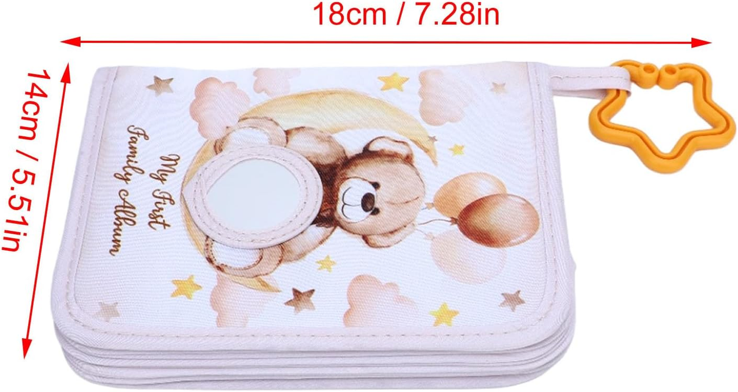 Generic My First Family Albums, Soft Photo Cloth Book for Toddlers with Safety Mirrors, Holds 17 4X6Inch Photos, Brown Bear Themed Newborn Kids image number 4