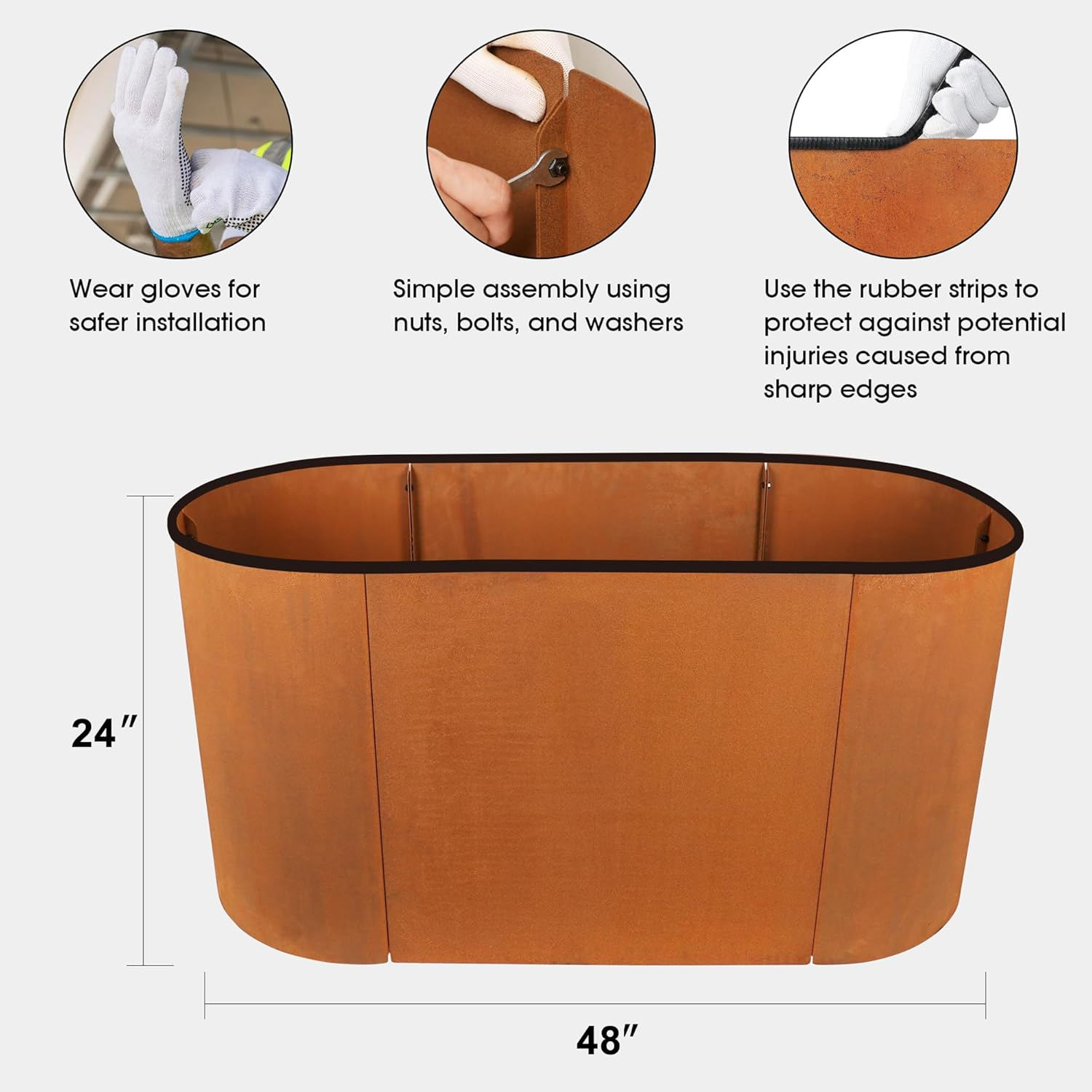 Worth Garden Heavy Duty Corten Steel Raised Garden Bed Kit - 48" Lx24 Wx24 H - Metal Pre-Rusted Planter Box for Vegetables, Flowers, Herbs, Olive Green - Outdoor Gardening image number 1