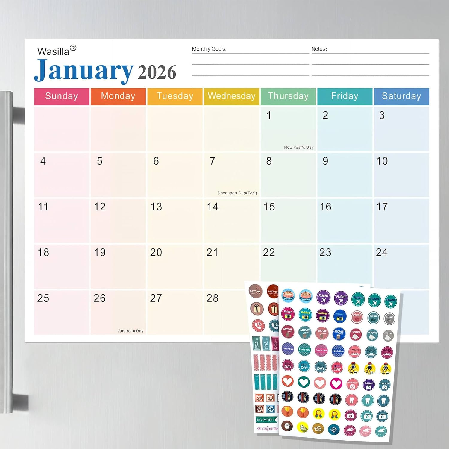 Calendar 2026 - Magnetic Fridge Calendar with Australia Holidays- Magnetic Calendar for Refrigerator, 18 Monthly Planner with Stickers,Jan 2026-Jun 2027 Calendars for Family Schedule Tracking Deco Gift image number 6