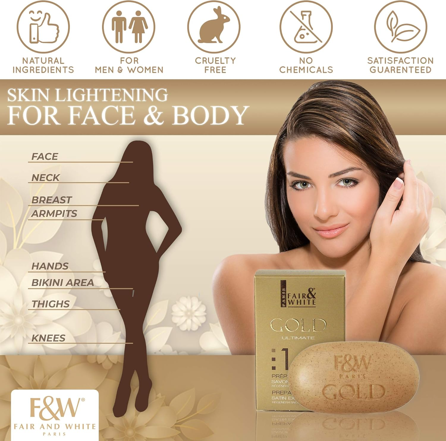 Fair and White Gold 1 Satin Exfoliating Soap 200 G image number 1