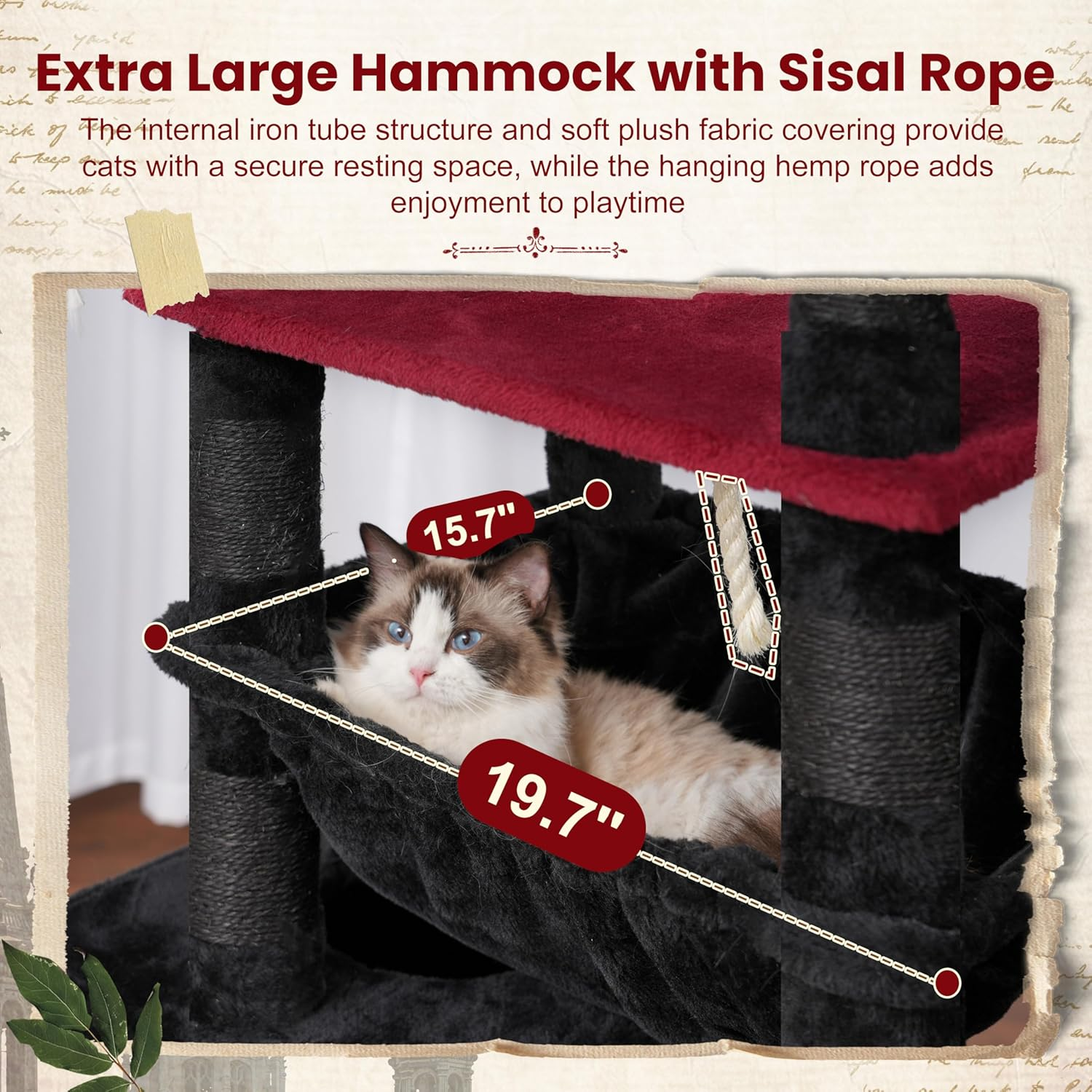 Gitelsnour Cat Tree, Cat Tower for Large Cats with 2 Big Platforms, 2 Baskets, Condo and Toys, 160Cm Cat Scratching Posts for Indoor Cats, Black and Red GCT020BR - Light Gray image number 5