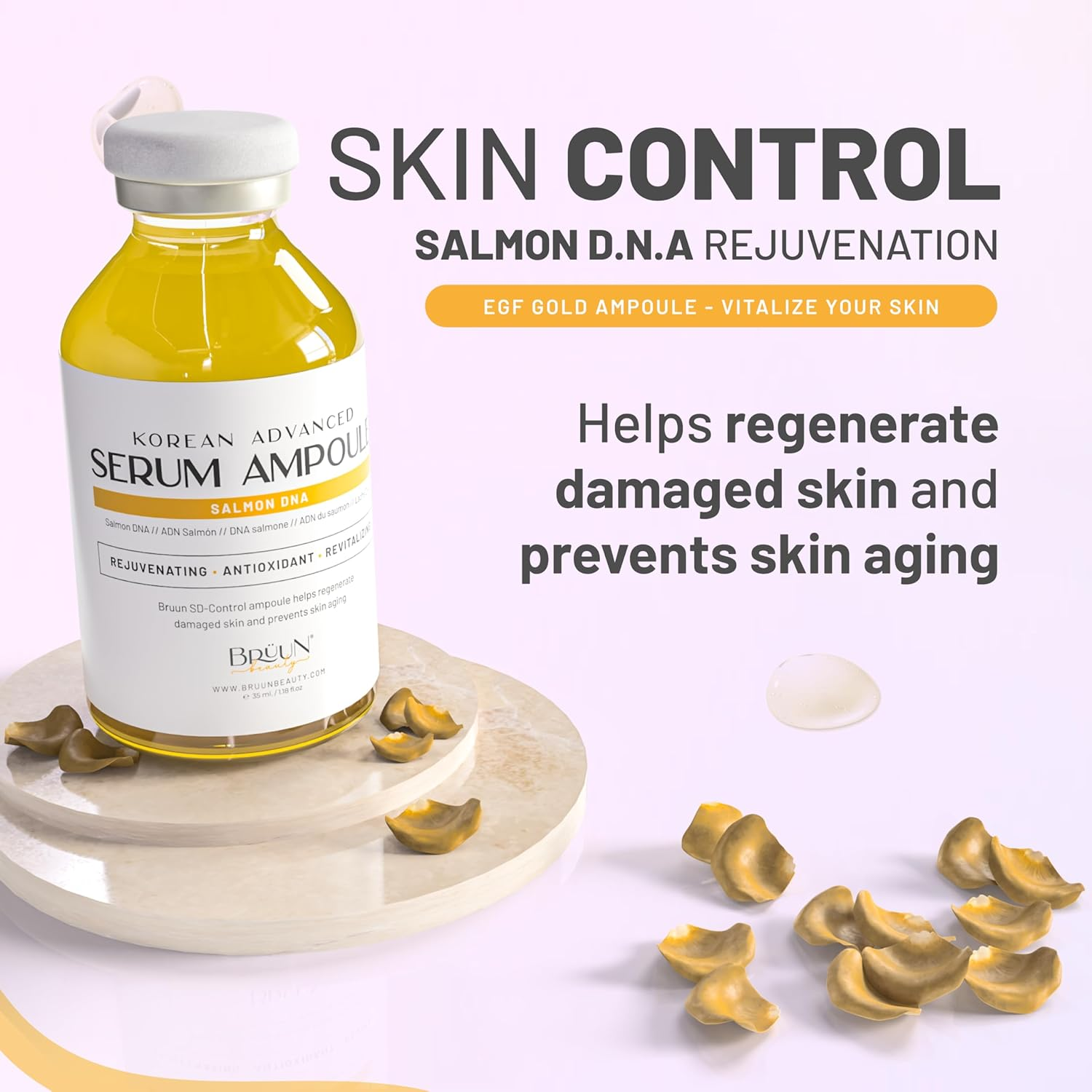 BR&Uuml;UN SD - Control Salmon DNA Ampoule - Micro Needling Korean Serum Booster for Face and Body to Use with and without Derma Pen Microneedling Skin Care Serum 1.18 Fl.Oz image number 1
