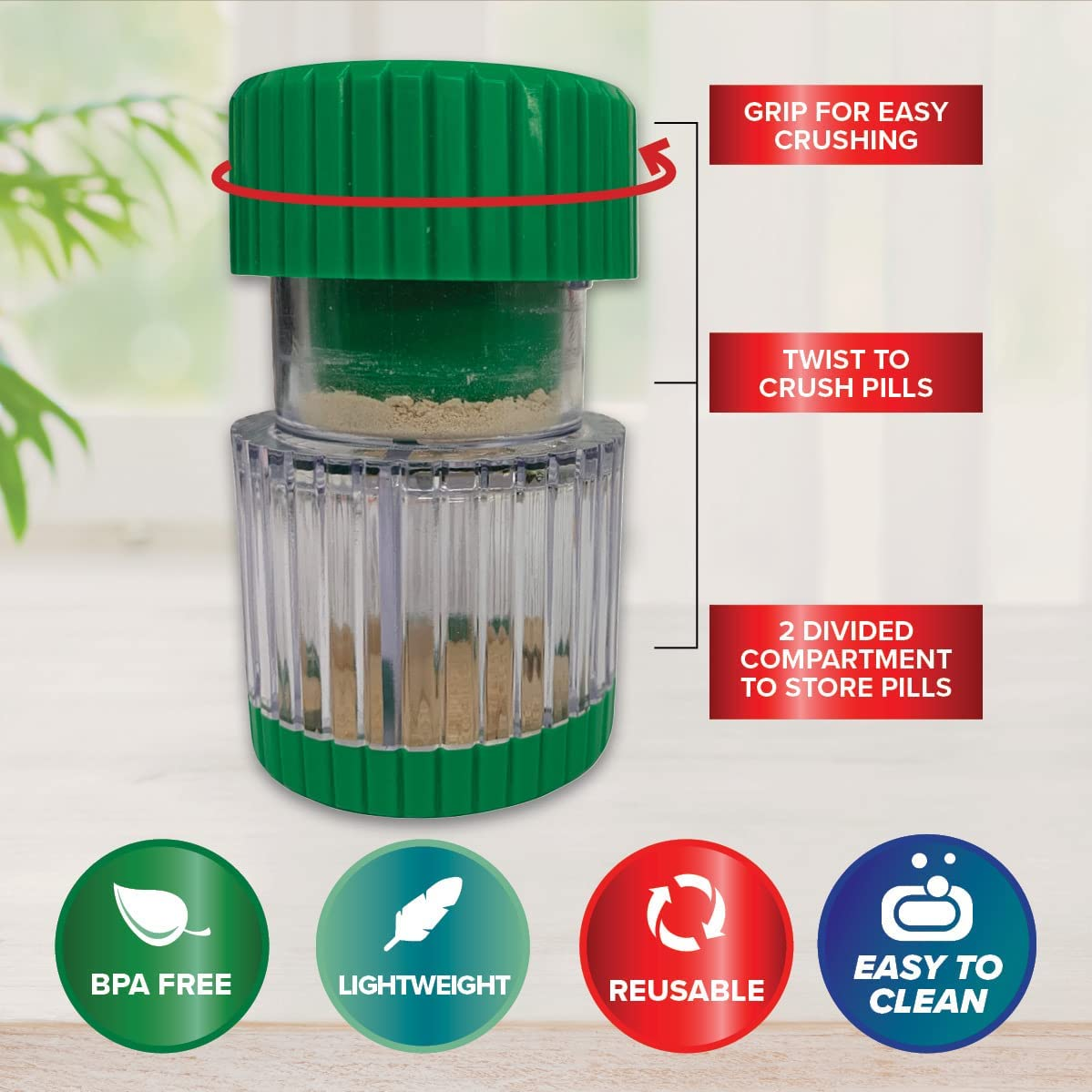 1St Care Pill Crusher, 4.5 Cm X 8.5 Cm Size, Green image number 5