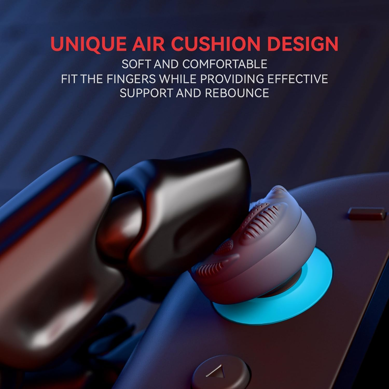 Playvital for Switch 2 Thumbs Cushion Caps Thumb Grips (4-Pack) | Silicone Joystick Grip Cover for Nintendo Switch 2 Joycon, Anti-Slip Raindrop Texture Design - New Hope Gray - Black image number 2