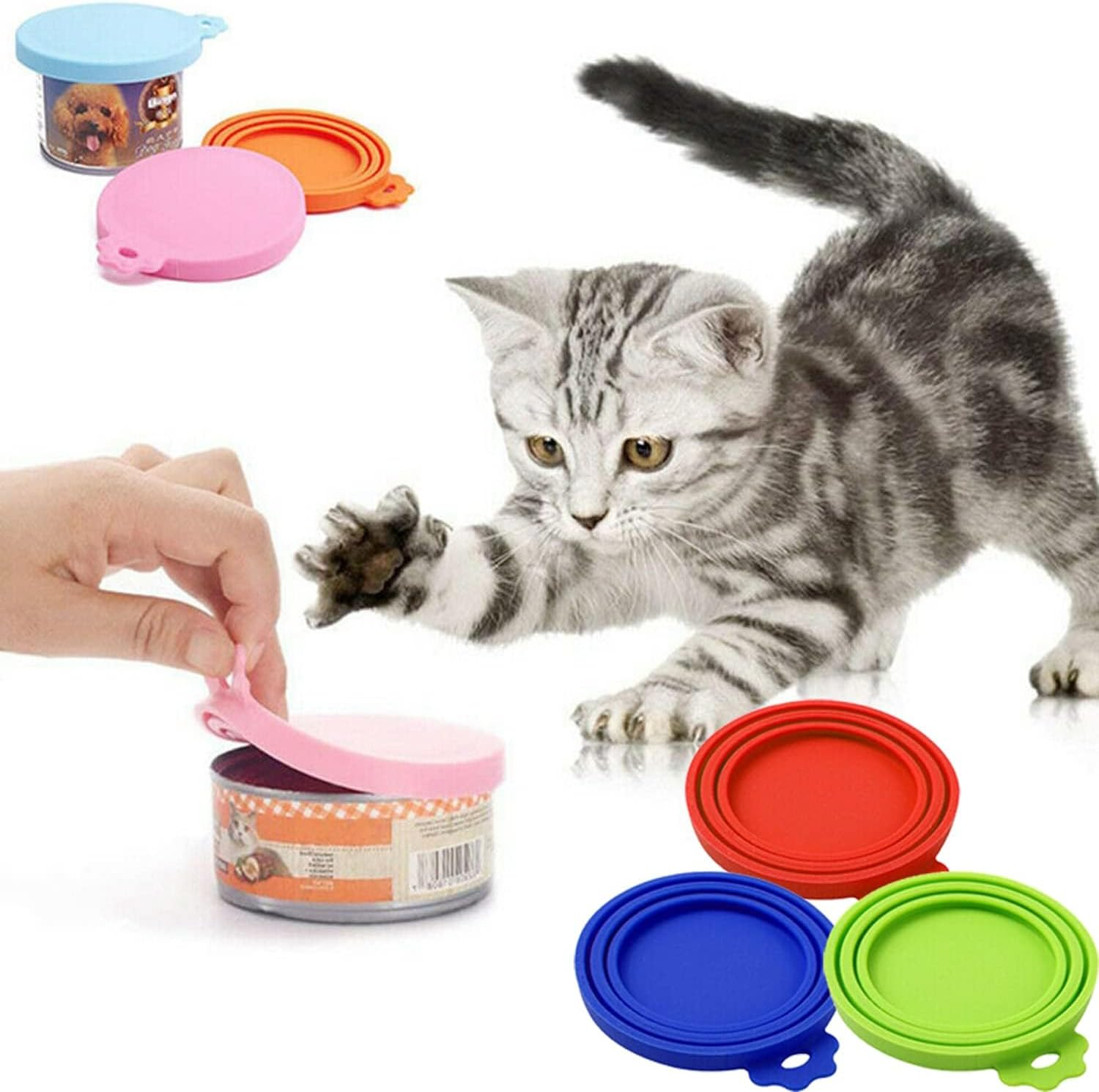 2Pc Pet Food Can Cover Lid Dog Cat Pet Tin Silicone Reusable Storage Cap Silicone Can Covers with Food Safe (Green(2Pcs))