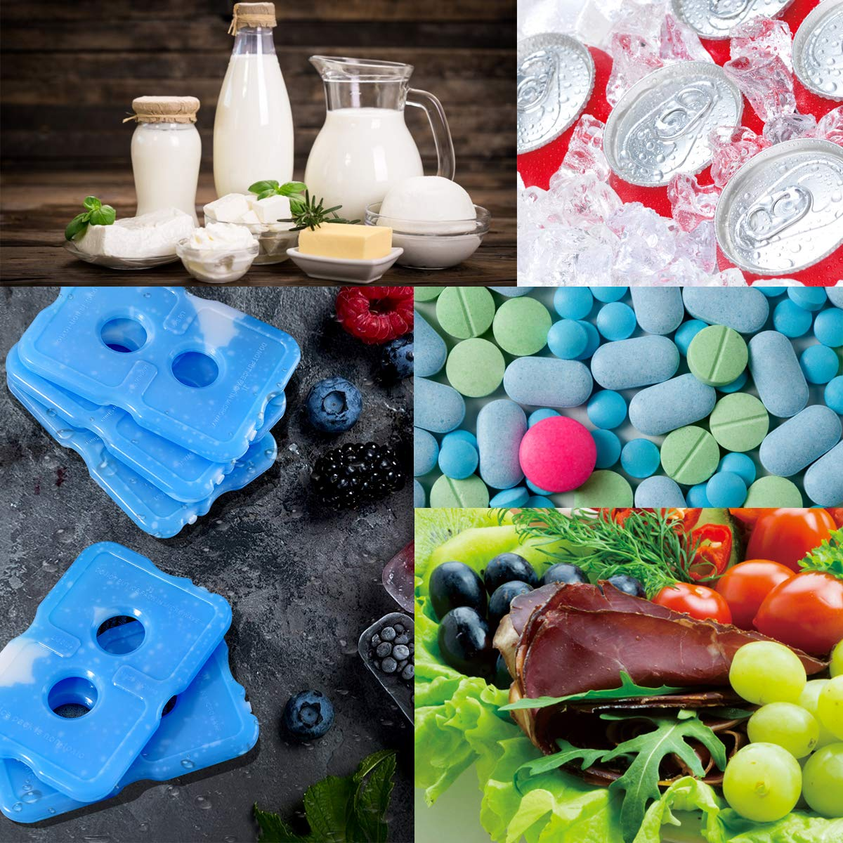 Cold Ice Pack Brick Reusable Long Lasting Cool Slim Thin Freezer Pack Cooler for Lunch Boxes Bag Canned Soda Beer Camping(200G,Set of 5) image number 4