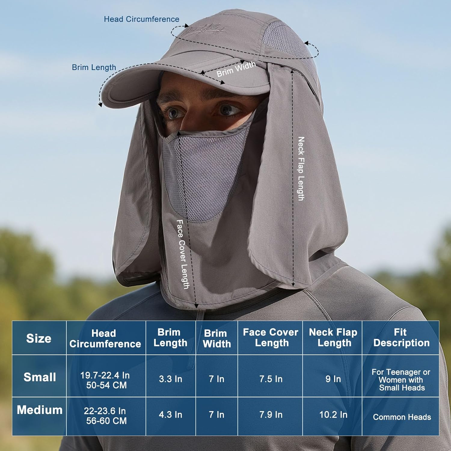 Surblue Neck Face Flap Outdoor Cap UV Protection Sun Hats Fishing Hat Quick-Drying UPF50+ image number 3