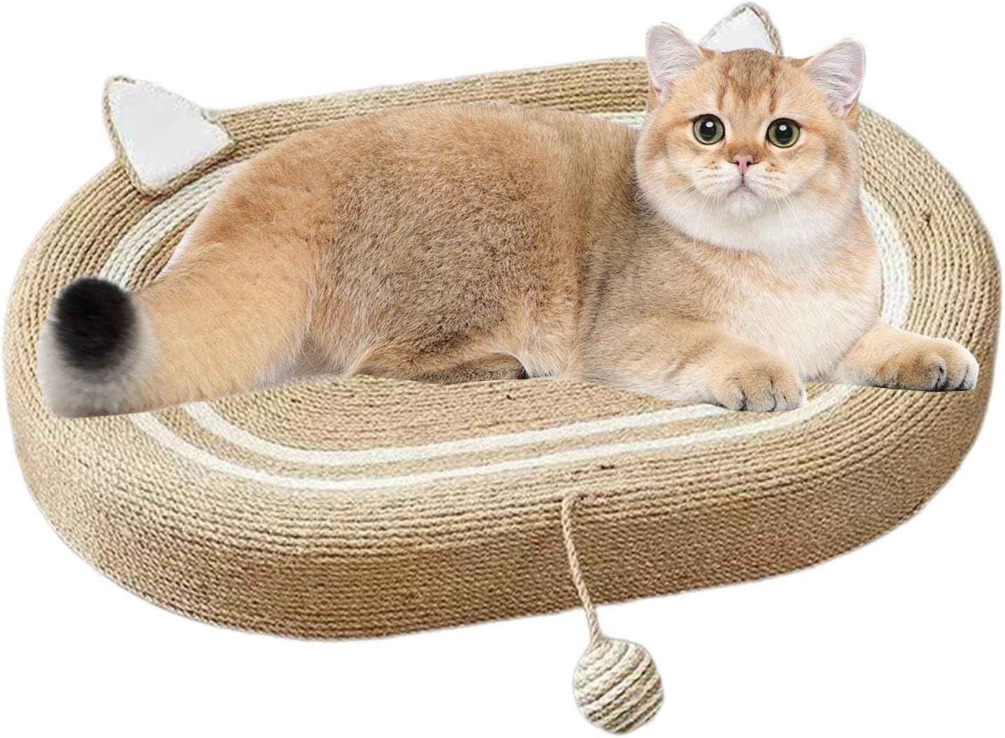 3 in 1 Cat Scratcher Bed, 24-Inch No Debris Scratching Pads with Anti-Slip, Cute Ear-Shaped Design for Indoor Cats, Relieves Boredom image number 5
