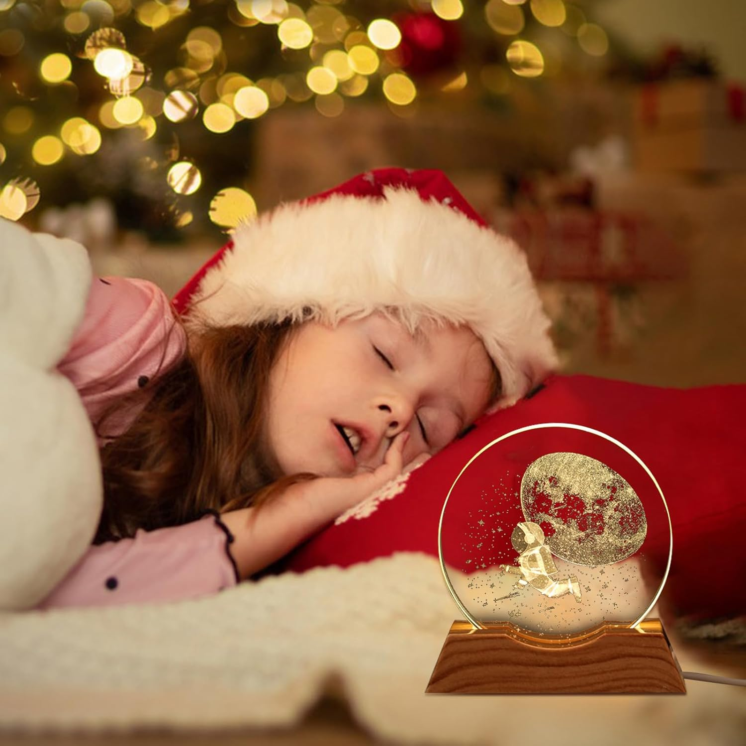 Pack of 2 3D Planet Crystal Ball Night Light with Base Solar System Crystal Ball Creative Night Scene Astronomy Ball 3D Solar System Crystal Ball for Christmas Valentine'S Day Birthday Home Decor image number 4