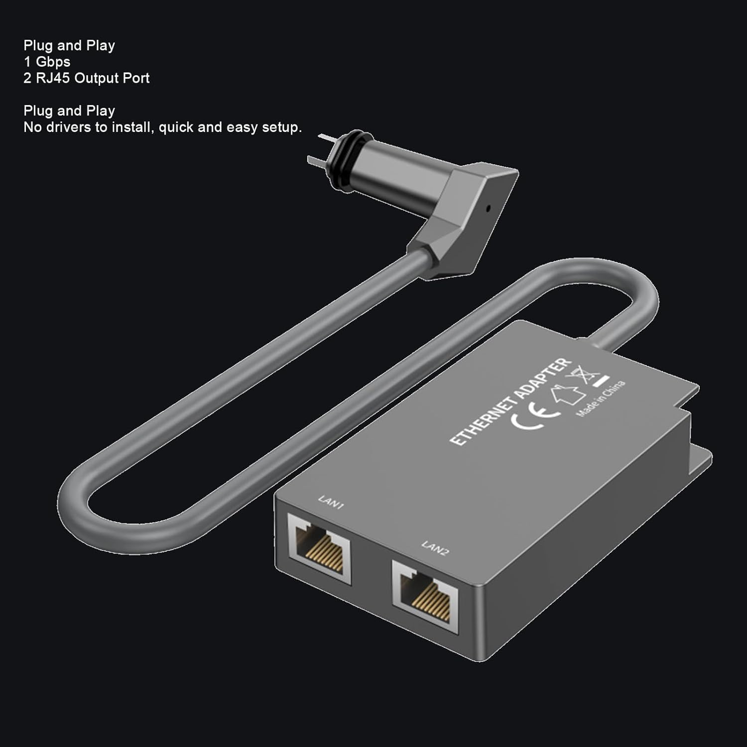 Satellite Ethernet Adapter, 1 Gbps Wired Network Adapter with 2 RJ45 Ports, Plug & Play LAN Expansion for Gen 2 V2, Compatible with Routers, Switches, Smart Devices image number 1