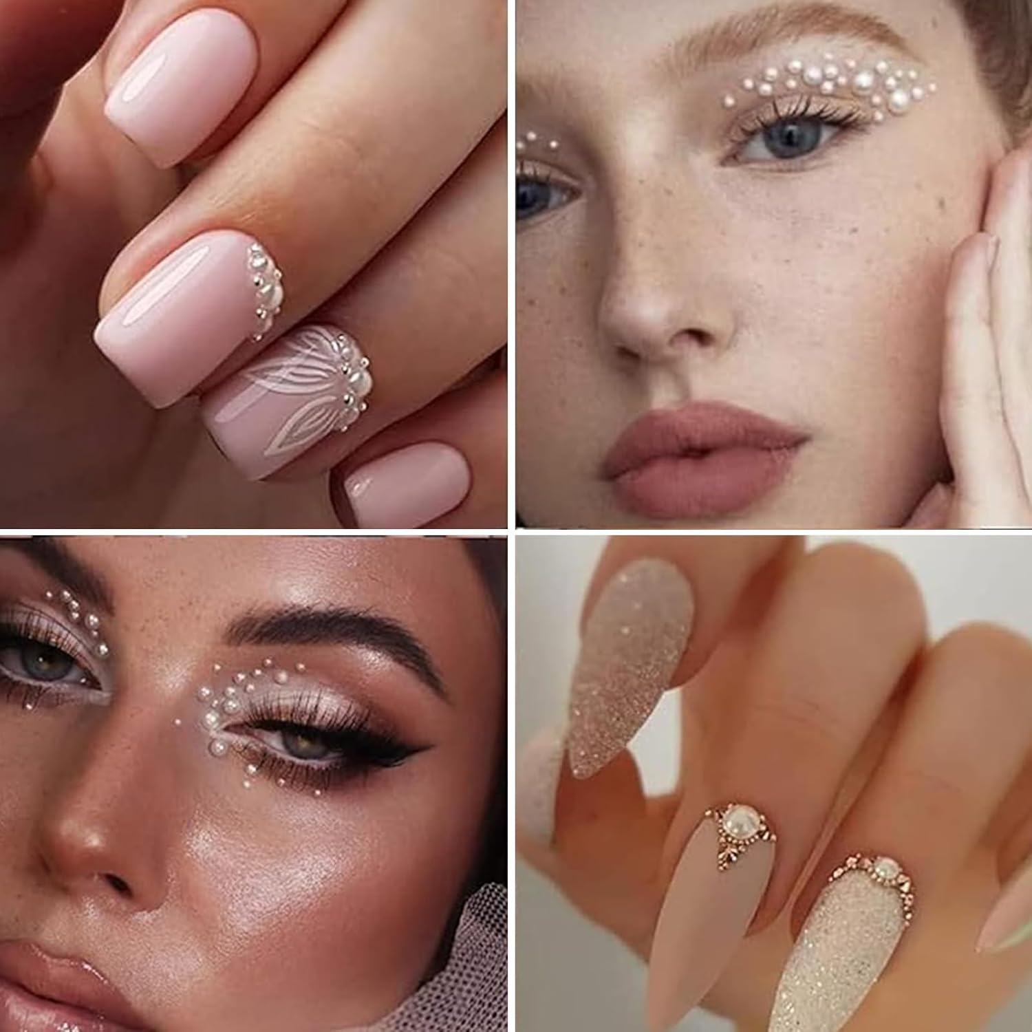 Lunarcharm Pack of 2 Nail Art Beads with Tweezers Flat Back Beads Nail Charms Gold Silver Nail Art Supplies Design Nail Accessories Rhinestone Mixed Rhinestones Nails image number 4