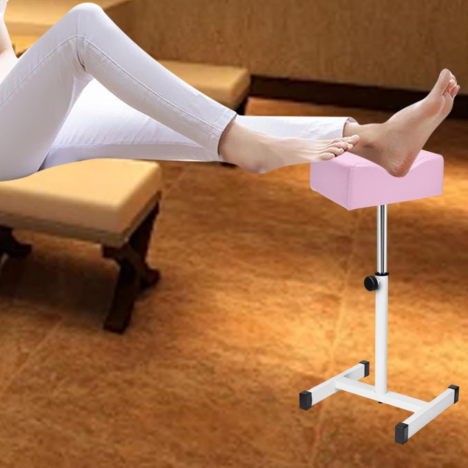 Eigell Technician Stand Stool Adjustable 40.5Cm-66Cm Pedicure Foot Rest Sturdy with Soft Cushion for SPA image number 4