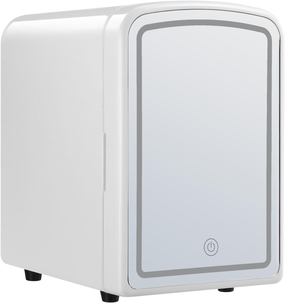 Maxkon 4L Beauty Mini Fridge (4 Liter/6 Can) with LED Light Makeup Mirror, Skincare Fridge for Refrigerating Make Up, Skin Care and Food, Portable Mini Fridge for Bedroom, Office and Car, White